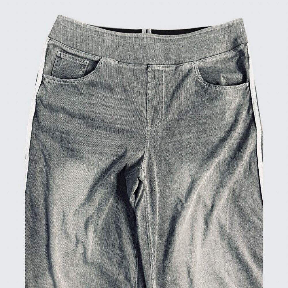 Halara Flex High-Waisted Wide Leg Side Stripe Denim-Look Pants - Grey XL - Picture 4 of 10